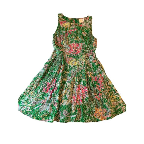 Anthropologie Maeve Verbena Green and Pink Floral Dress - Size 4 - Picture 12 of 16
